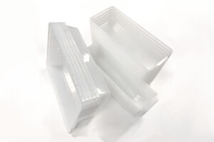 Stacks of Vision Products clear tubs